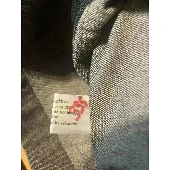 Eskandar Denim Jacket Coat Blouse Size 0 Blue Jean 100% Cotton Chore Boxy Blazer - Picture 8 of 8